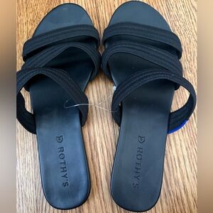 Rothys Black Triple Band Sandals Slip On Women’s Size 8.5